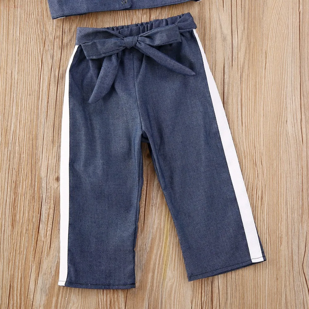 Girls-Suspender-Vest-Trousers-Denim-2-Piece-Set-Side-White-Stripes-Sleeveless-Lac (3)