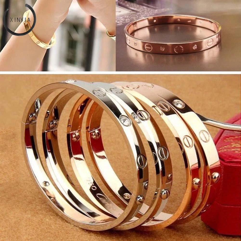 

Trendy Luxury Rose Gold Open Cuff Design Titanium Bracelets Bangles Jewelry Bracelet for Woman Couple Gift Famous Jewelry