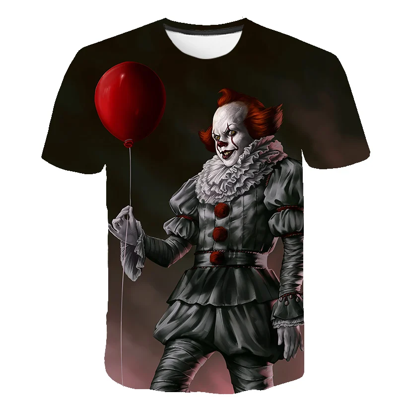 Футболка с 3D принтом ужас It Penny Wise Clown Joker уличная футболка в стиле хип хоп для