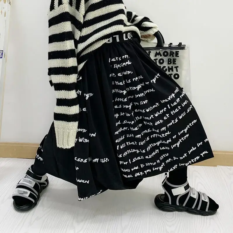 

8.3 AA896 Autumn Kids Skirt 2019 New Arrival Children Clothing Letter printed pleated Girl Skirt 110-160cm Retail