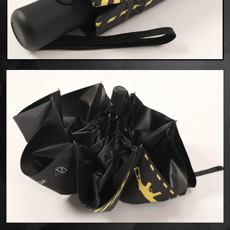 UMP9 Girls Frontline Cosplay Black Fold Sun Rain Umbrella Anti-UV Parasol Portable Unisex Umbrellas