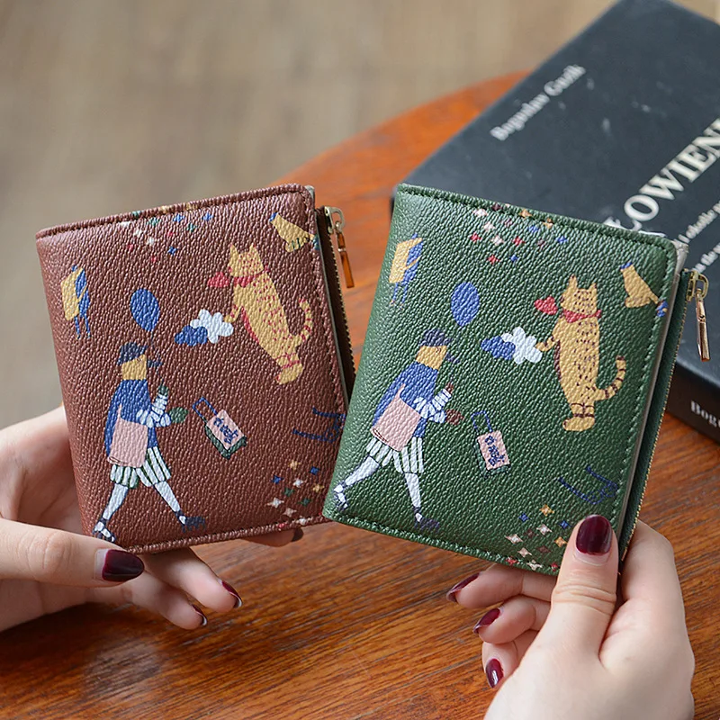 Fashion Designer Women Heart Zipper Short Wallet PU Cartoon Fold Bank Credit Card Photo Boys Girls Purse Wallets | Багаж и сумки