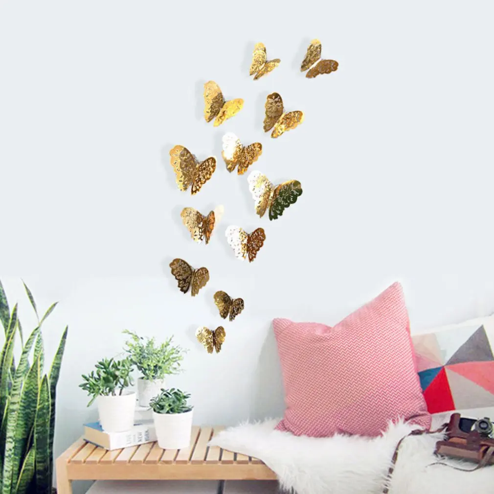12 шт. 3D ПВХ бабочки наклейки на стену DIY наклейки на холодильник обои для дома спальни вечерние украшения комнаты