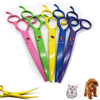 

Stainless Steel Pet Gromming Curved Blade Scissors Cutting Hair Scissors Barber Up Curved Down Straight Tooth Curved Scissors