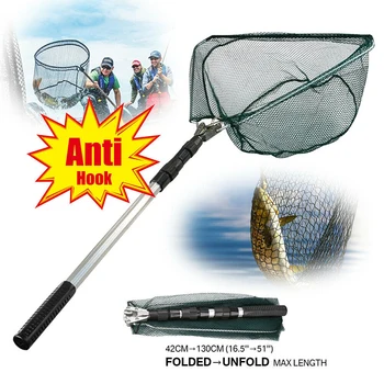 

Hot Telescopic Folding Aluminum Handle Fishing Landing Net 3 Section Extending Pole Fishing Tool For Fly Fish