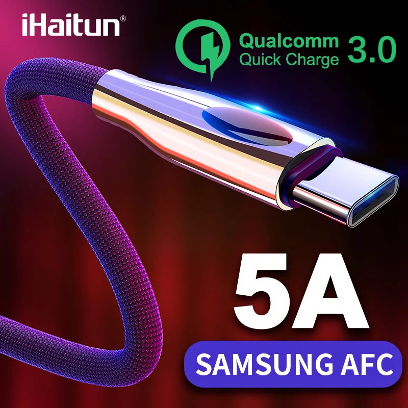 

iHaitun USB C Cable Fast Charge For Samsung Galaxy S10 S10E Quick Charging USB-C Charger Data Type C 5A Cable For Smart Phone