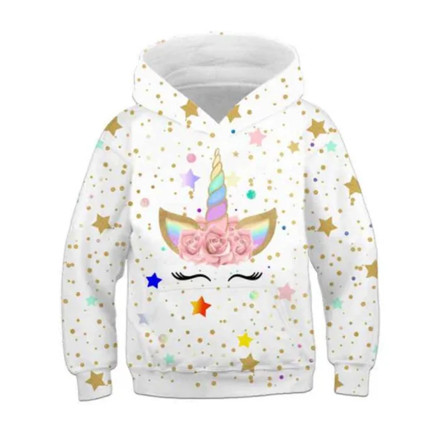 Girls Unicorn Hoodies 4 5 6 7 8 9 10 11 12 -14 Years Kids Sweatshirt Unicorn Hoodies Boys Hooded Autumn and Winter Girl Clothes Tzwy-040257