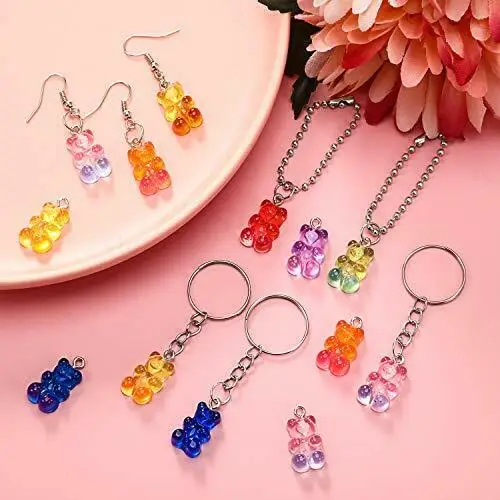

10/50 DIY Cute Jewelry Making Accessories Cartoon Bear Acrylic Beads Mixed Color Children's Handmade Plastic Accessories