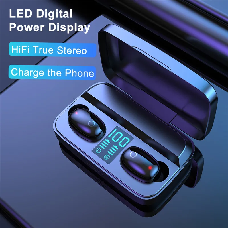 Earphone Bluetooth5.0 True Wireless A10S TWS Headsets LED Display 1800mAh Power Bank Headphones Hifi Stereo Sport Earbuds pk i12