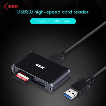 

SSK Aluminum alloy USB SD Card Reader USB 3.0 Memory Card Reader Writer Compact Flash Card Adapter for CF/SD/TF Card
