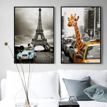 

Wall Art Giraffe Paris Tower New York Landscape Wall Art Canvas Painting Nordic Wall Pictures For Posters Living Room Decor