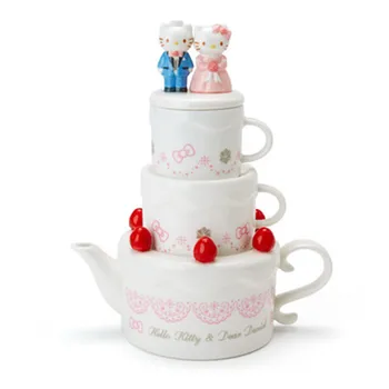 

Disney Ceramics Handmade Cute HelloKitty Wedding Cake Teapot Set Cartoon Box Packaging Mug Afternoon Tea Supplies X5569
