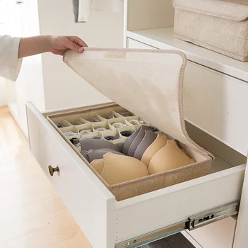 

Foldable Cloth Storage Box Closet Cubes Basket Bins Divider with Drawers for Underwear Ties Scarves PI669