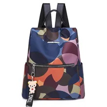 Противоугонный рюкзак женский стиль водонепроницаемый Оксфорд Ткань сумка для школы, колледжа в Корейском стиле случайный путешествия контрастный цвет