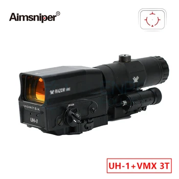 

Tactical UH-1 Holographic and VMX-3T Magnifier Combo Vort Razor Red Dot Sight Rifle Scope With USB 20mm Rail For Airsoft Hunting