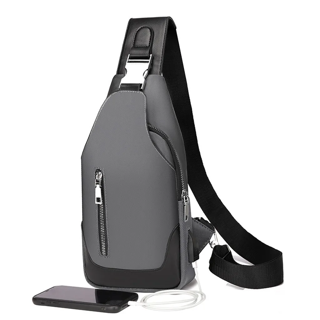 Новая модная мужская сумка через плечо, мужские сумки-мессенджеры, модные мужские простые Стильные USB уличные, плотная большой вместимости, нагрудная сумка# Zer