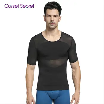 

Corset Secret Men's Shapewear Underwear Men Shaper Tops Tummy Control Waist Trainer Tops Mesh Breathable Shaper T-Shirt