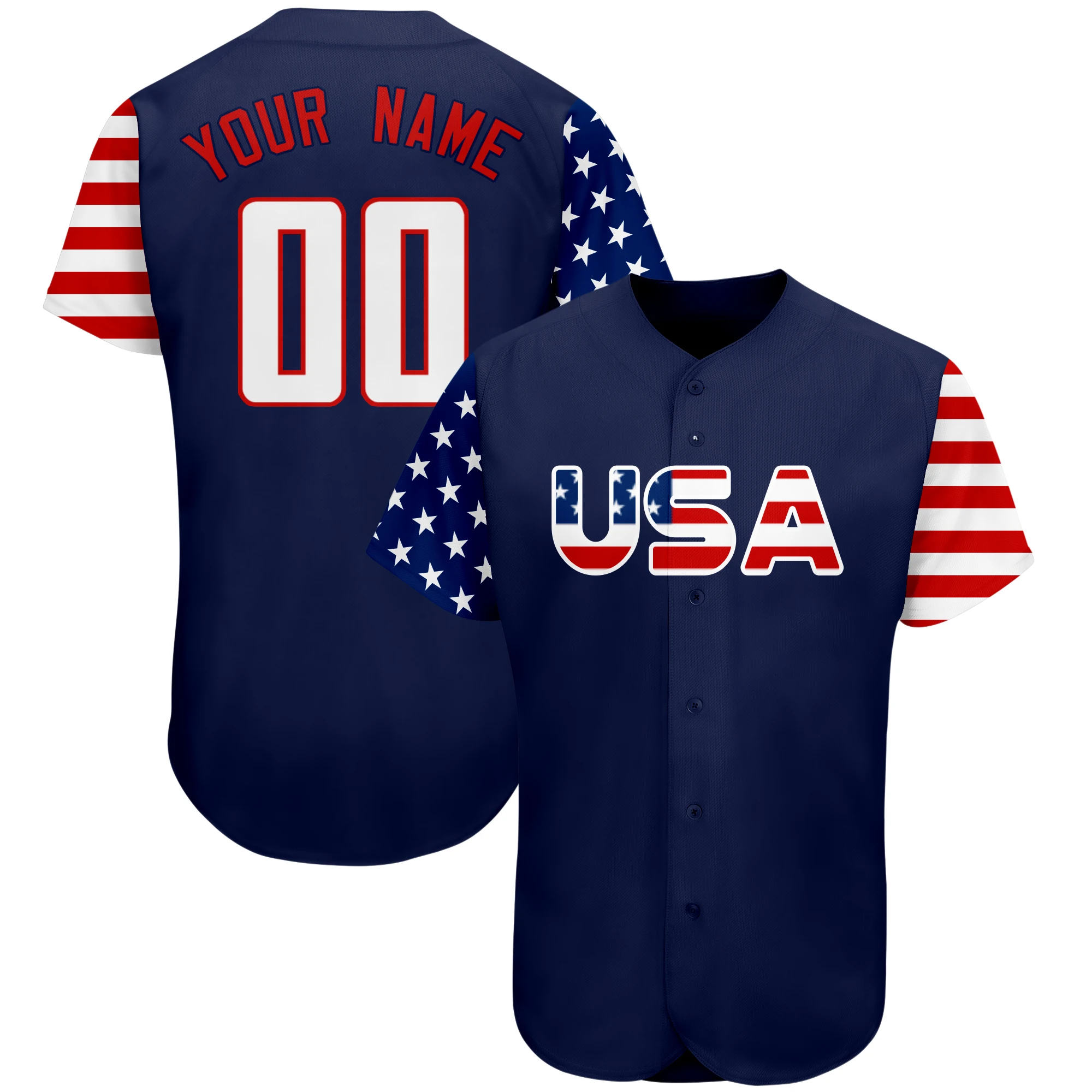 Baseball Jersey Baseball Shirt Printed With USA Flag New Team Shirt College Student League Softball Uniform for Youth/Men