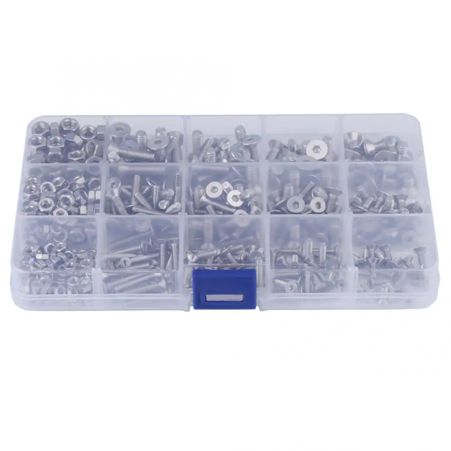 

Nylon Screws Bolt Nuts Set Flat Head Screw ,440pcs M3 M4 M5 Stainless Steel Hex Socket Flat Head Screw Bolts and Nuts Kit