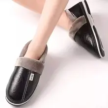 Теплая хлопковая обувь унисекс высокого качества из искусственной кожи; домашняя Нескользящая повседневная обувь; домашняя обувь с буквенным принтом; теплые тапочки