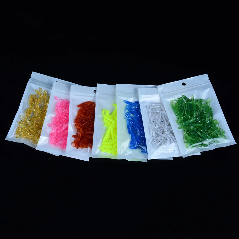 

50pcs/Lot Fishing Lures Soft Fishing Tackle Wobblers Artificial Bait Soft Worm Silicone Bait