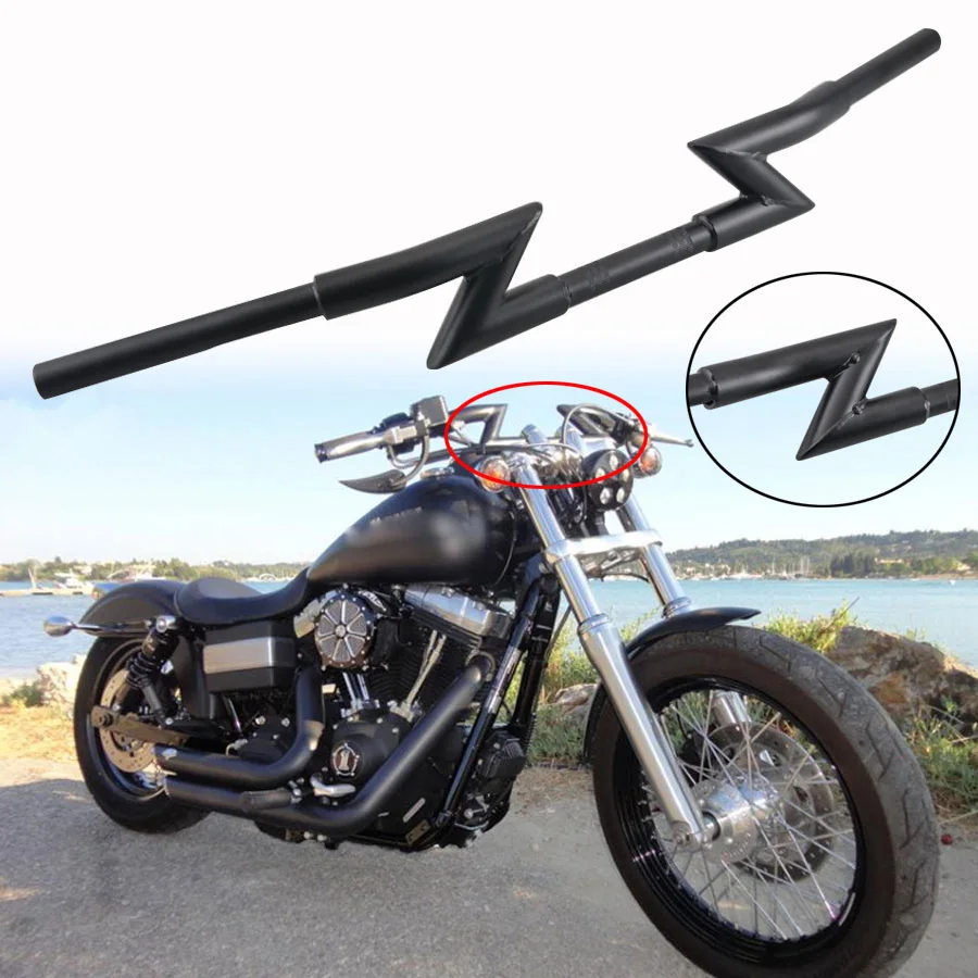 

Universal Motorcycle 1" Z Bars Handlebar For Harley Custom Chopper Softail Dyna XL Sportster Street Bob 25mm Handlebar Z-Bar