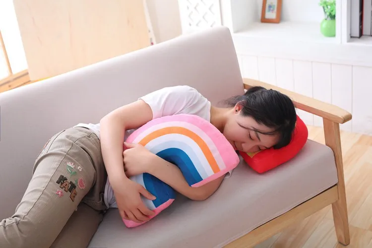 Hot Selling Wholesale Rainbow Pillow Creative Plush Toy Doll-Processing Customizable Logo Recruit Agents