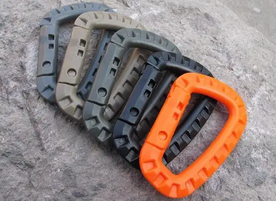 

1000 pcs D Shape Mountaineering Buckle Snap Clip Plastic Steel Climbing Carabiner Hanging Keychain Hook Fit Outdoor Army EDC