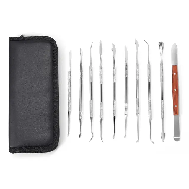 Angelwill Stainless Steel Wax Carver Tools Carving Set Surgical Dental Sculpture Instrument with Case