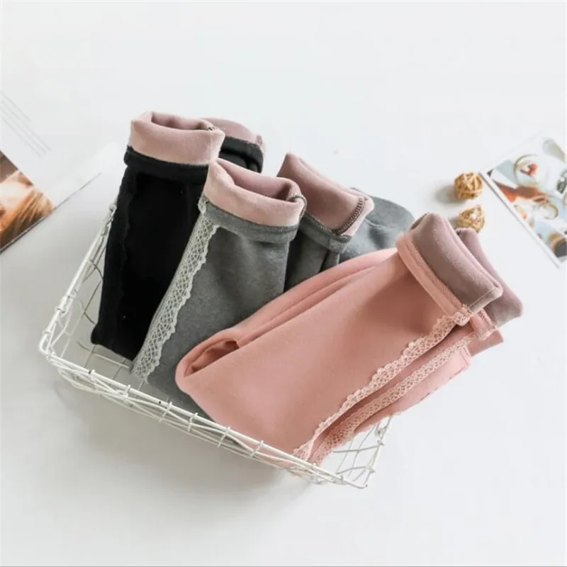 Girls Winter Pants Lacework Warm Leggings for Girls Casual All-match Autumn Children Legging Kids Trouser 3 4 5 6 7 8 9 Years
