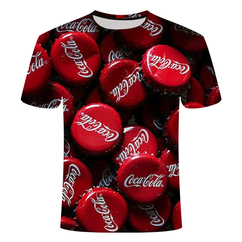 

Nieuwigheid 3D t-shirt Mannen Cola bottle cap Hip Hop Crewneck korte Mouwen Mannen/Vrouwen grappige t-shirt tee tops