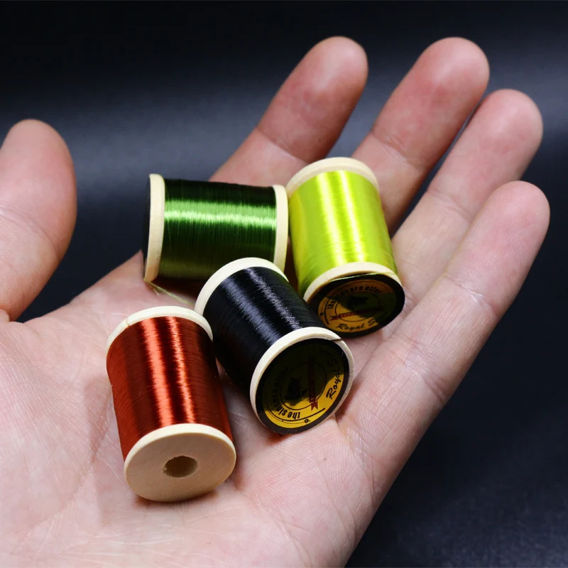 Royal Sissi hot 75D 슈퍼 파인 고인장 플라이 타잉 스레드(나무 스풀 포함) 300yds Nymph Dry Wet Flies 용 왁스 칠한 타이 스레드