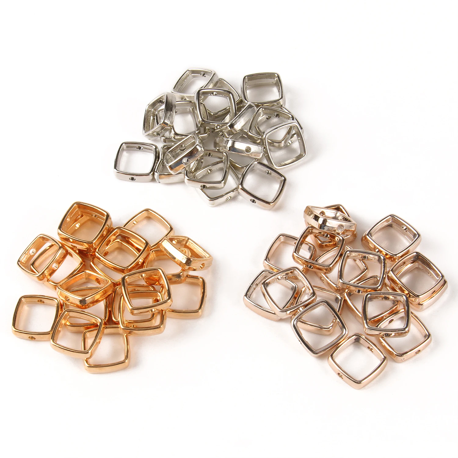 

50pcs 13mm Double Hole Square Ring Spacer Beads Positioning Bead Jump Rings Connectors For Jewelry Making Findings Accessories