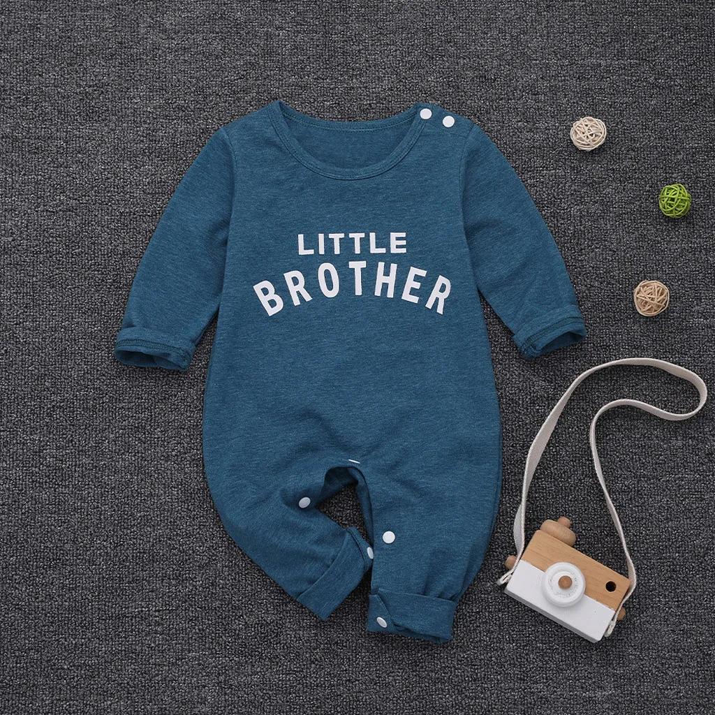 Letter Printed Button Newborn Romper Infant Baby Boy Girl Jumpsuit Playsuit Clothes Long Sleeve Toddler Costume Baby Jumpsuit