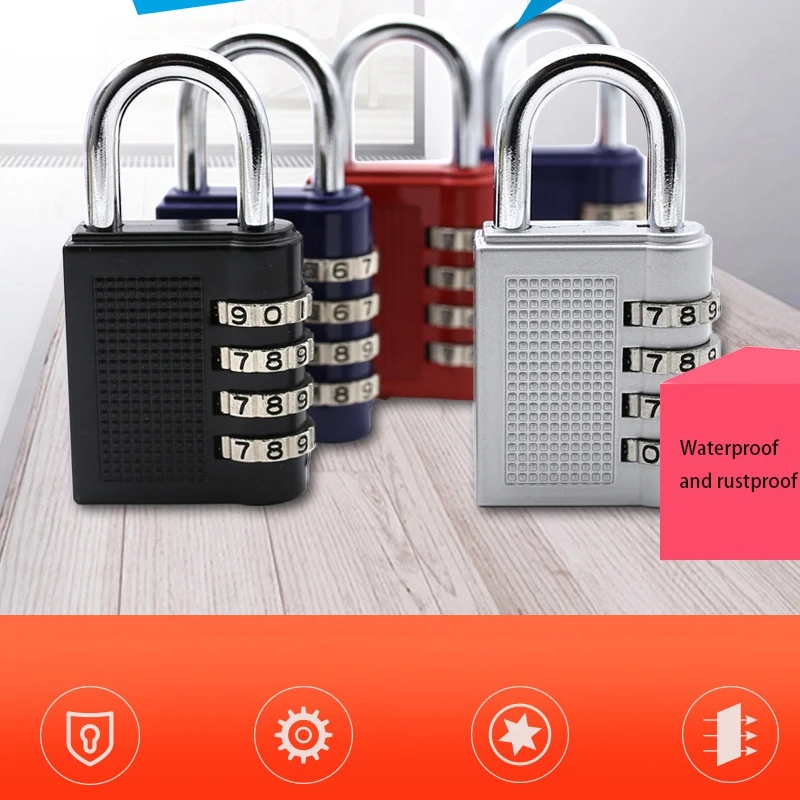 

4 Dial Digit Password Bike Lock Bicycle Folding Lock Metal Code Padlock Weatherproof Security Padlock Zinc Alloy Cupboard Cab