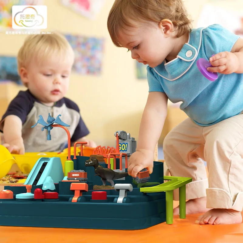 

Children'S Educational Train Rail Car Dinosaur Checkpoints Car Adventure Toy Set Boy Baby Gift