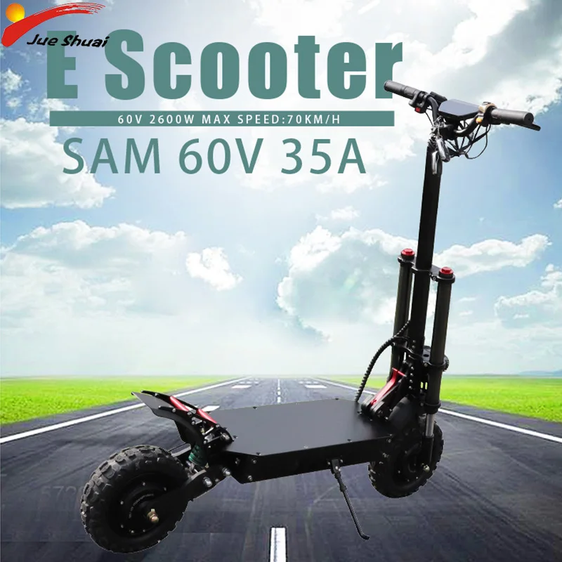 

70KM/H 2600W 60V Electric Scooter 35AH Samsung Lithium Battery Dual Electrico Motor Foldable 11 inch Off Road Adults Skateboard