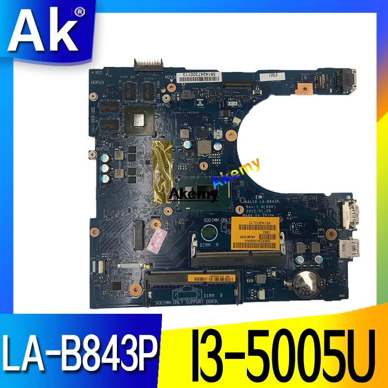 Для Dell Inspiron 15 5458 5558 5758 Материнская плата ноутбука AAL10 LA B843P I3 5005U SR27G материнская