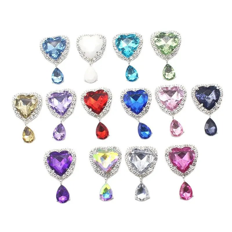 

5Pcs 42*25MM Metal Rhinestone Handmade Sewing Pendant DIY Buttons for Clothing Wedding Party Invitations Decortion Accessories