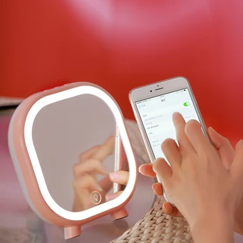 

LED Makeup Mirror Table Desk Lamp Multi-Function Bluetooth Audio Table Lampara USB Charging Dressing Mirror Birthday Xmas Gifts