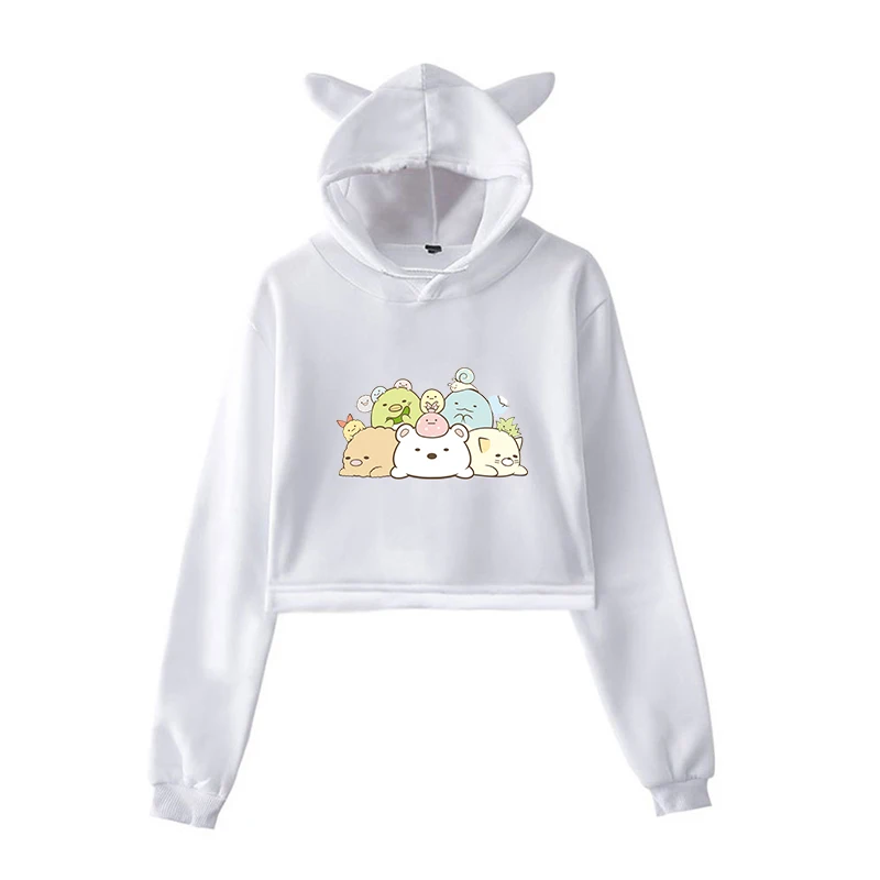 902-4 Harajuku/Женская толстовка; укороченный топ; толстовки; Kawaii Sumikko; розовые толстовки для девочек-подростков; Осенняя уличная одежда - Цвет: 902-4