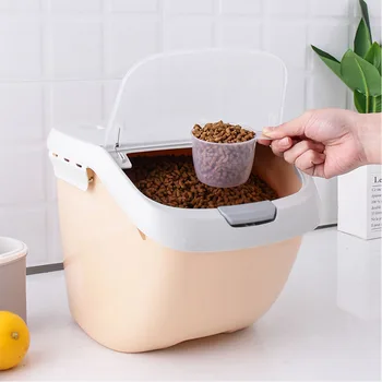 

Large Capacity Storage Fresh Box Food Container Dog Bucket Lastic Pet Dog Feeder Storage Food Container Mildew Anti-Oxidation