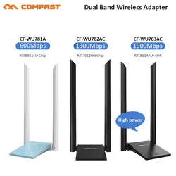 Adaptador wi fi, 1900mbps, usb, 5ghz, 2.4ghz, dual band rtl8814au, antena lan, para windows 7, 8, 10, desktop, laptop, pc