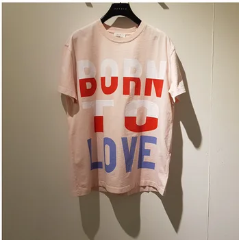 

French Elegant 2020 Summer Round Neck Color Letter Loose Spell Color T Shirt Women's Wear Top Hair