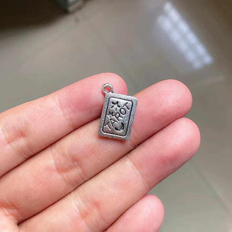 

30pcs Classic Tarot Card Charms Pendants Accessories, Tibetan Silver Color For Diy Handmade Necklace Jewelry Makeing Crafts