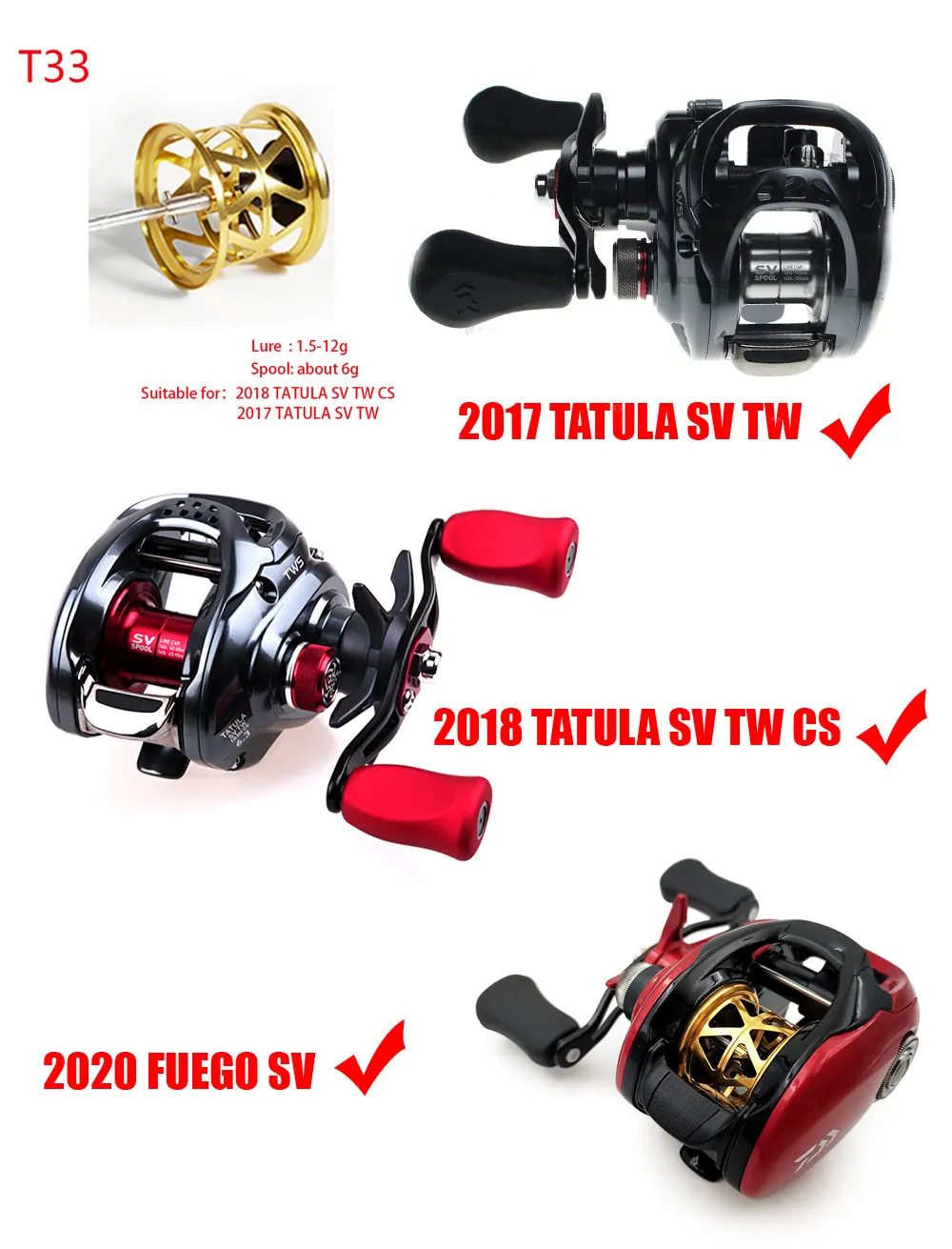 2020 New 6g Bfs Daiwa Tatula Fuego Diy Spare Chameleon Spool 3 Sizes