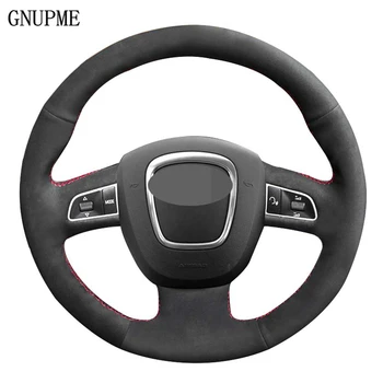 

Car Steering Wheel Cover for Audi A3 8P Sportback A4 B8 Avant A8 D3 A6 C6 A5 8T Q5 8R Q7 4L S4 S3 Hand-stitched Black Soft Suede