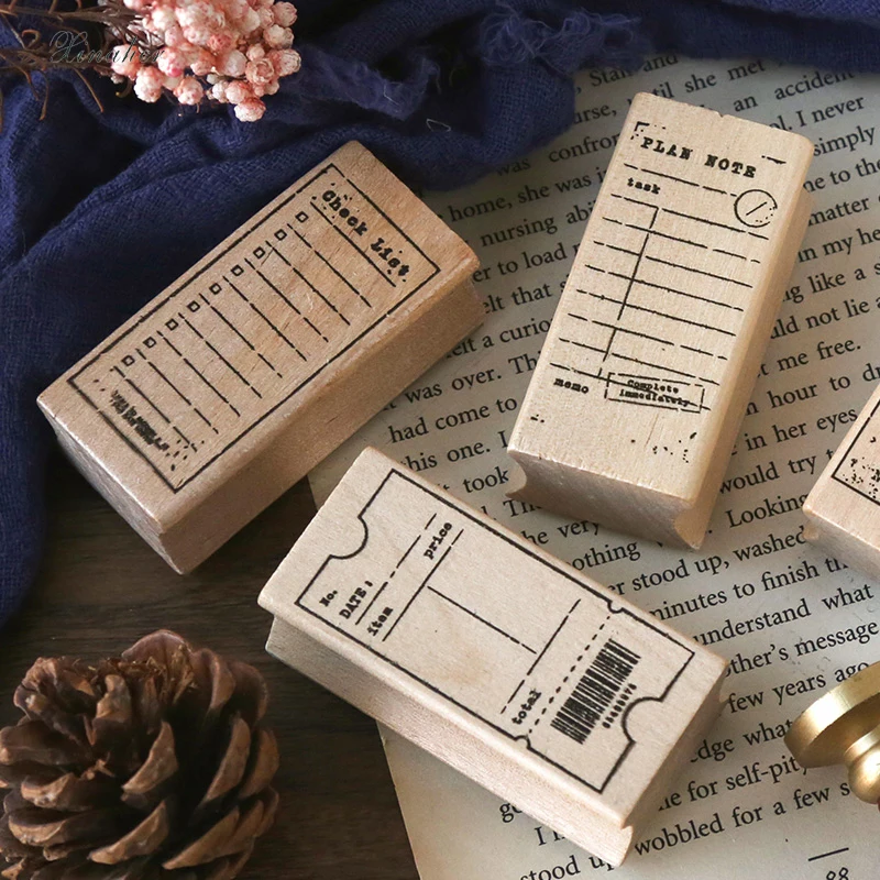 

Vintage check list/plan note/ticket stamp DIY wooden rubber stamps for scrapbooking stationery scrapbooking standard stamp