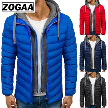 

ZOGAA Men Jacket Coats Thicken Warm Winter Windproof Jackets Hooded Outwear Cotton-padded Jacket Zipper Hip Hop Cotton Hooded