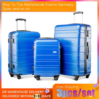 

4 color Set of 3 Luggage Expandable Lightweight 4 Wheels Spinner Travel Trolley Suitcase Lock Luggage Set